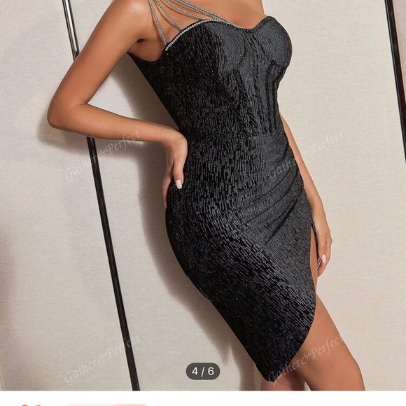 SHEIN Dresses & Skirts - Little Black sparkle dress. One shoulder with bodice.